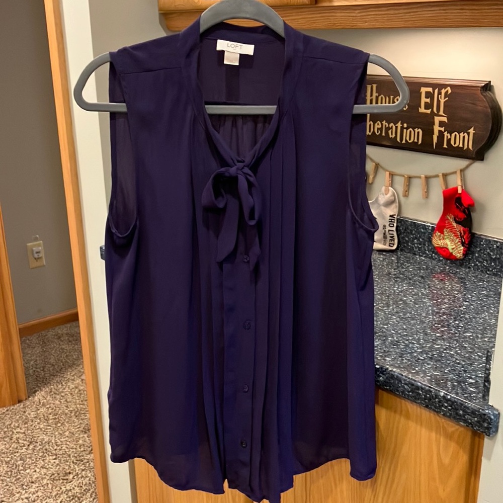 LOFT button down tie front shirt